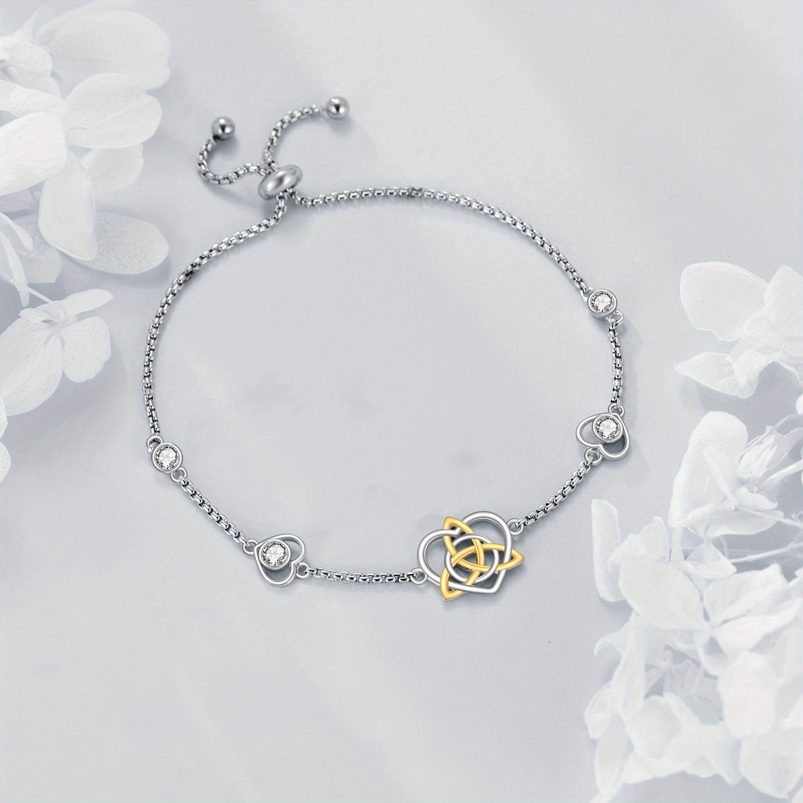 Celtic Bracelet Sterling Silver Witches Knot Link Chain Bracelet